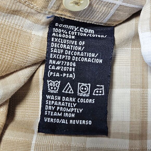 Tommy Hilfiger Light Brown Plaid Shirt Size L Please read description! - Picture 10 of 11